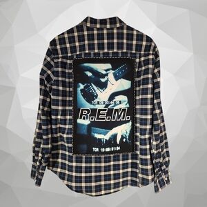 Upcycled R.E.M. Navy Plaid Casual Shirt